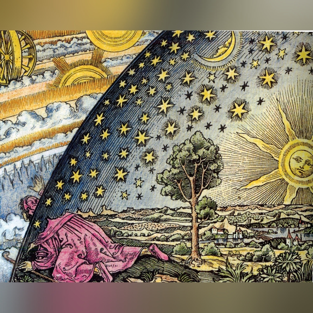Vintage Celestial Wall Art with Gold and Blue Accents